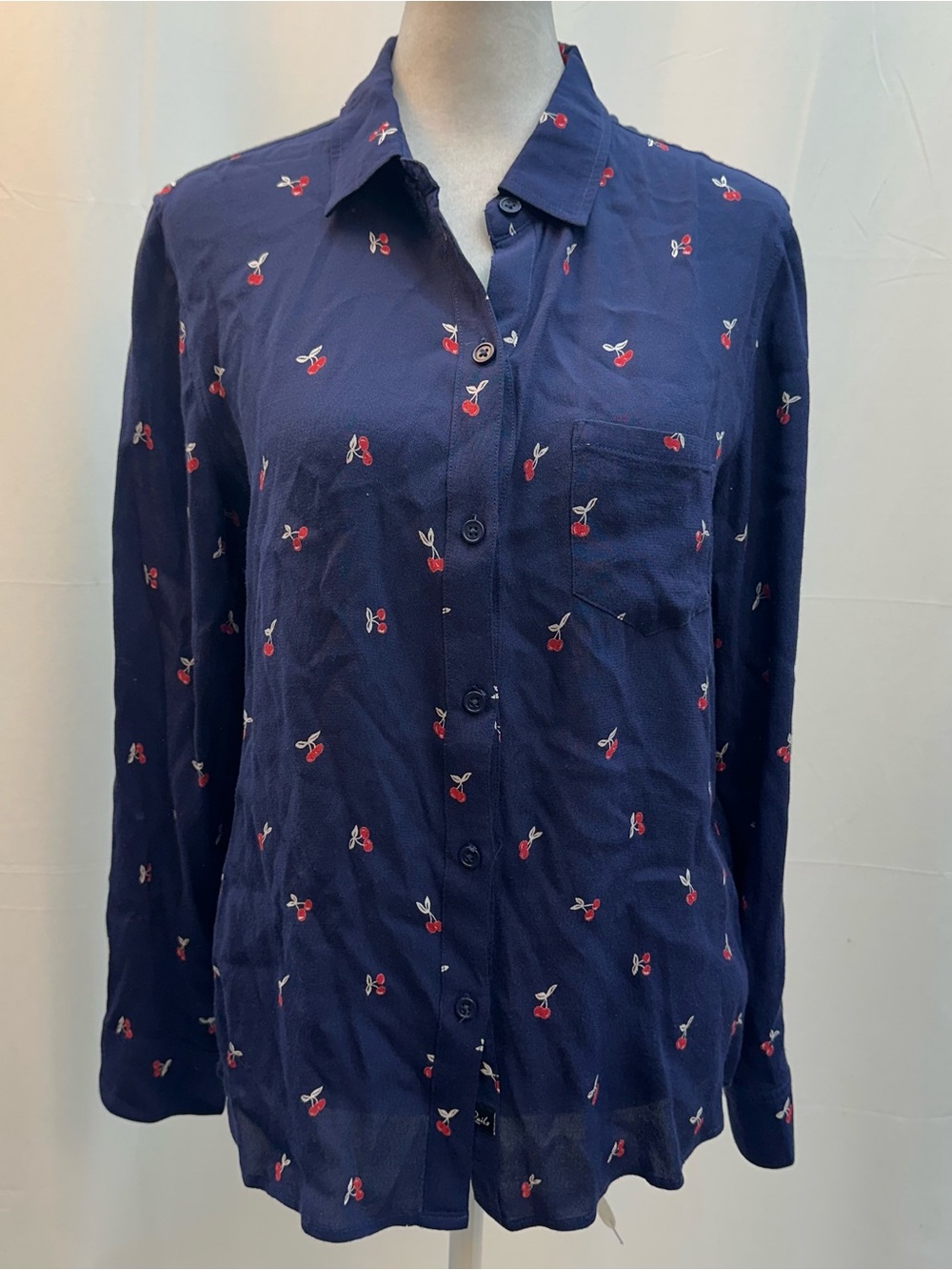 Rails Navy Cherry-Print Button-Down Shirt XS